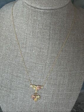 Tri-Color Leaf Charm Necklace - Gold, Rose, 10K
